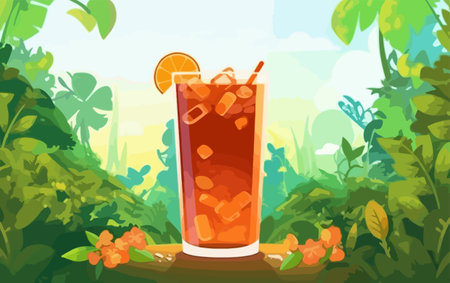 Michelagua or michelada glass with a slice of lime on the top. Mexican cold summer drink and beverageのイラスト素材