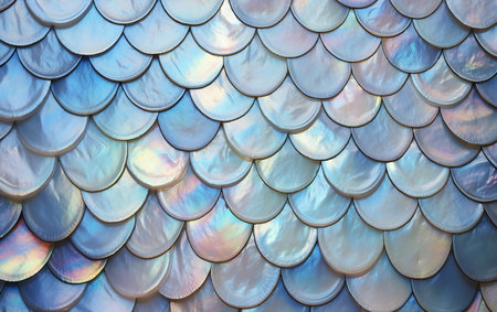 Close-up macro fish nacre colorful skin scales. Mermaid texture or backgroundの素材