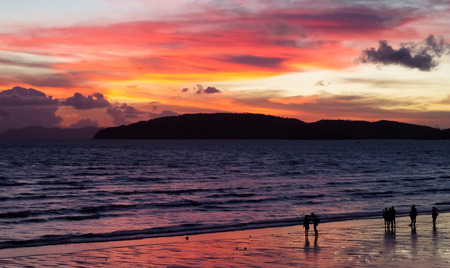 People On The Beach At Sunsetの写真素材