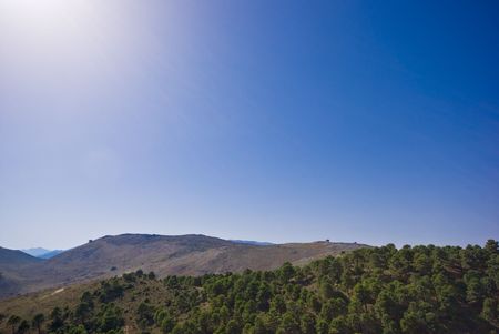 The picture shows mountains and a sunny, blue sky at the Costa del Sol in Spain.の写真素材