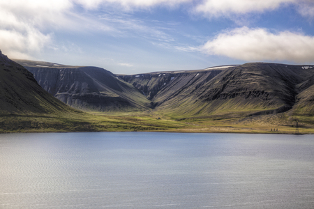 The picture shows a view of a fjord in Iceland.の写真素材