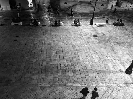 Summer evening in the squareの写真素材