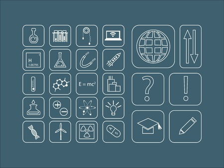 Modern vector set of thin line icons for scienceのイラスト素材