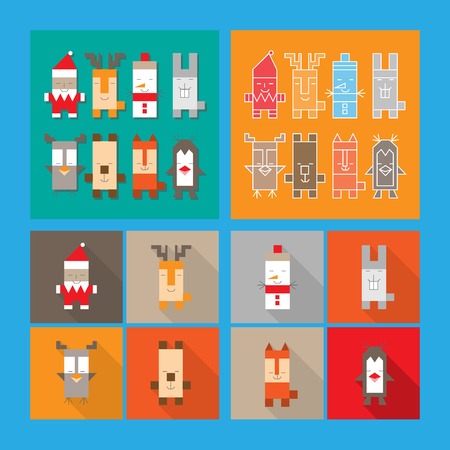 Set of cute christmas and new year characters.のイラスト素材