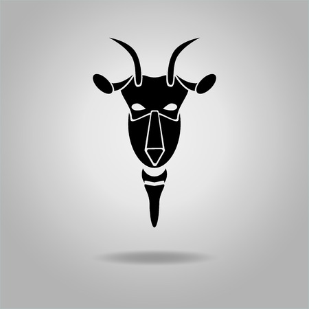 Black Goat Head Vector Design dark outline. New Year 2015 illustration. Vector illustration. Modern goat's head.のイラスト素材