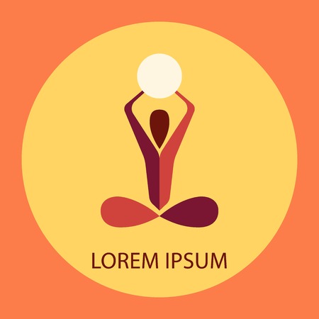Colored yoga pose vector logo design template. Beauty, Spa, Relax, Massage, Meditation, Nirvana concept icon.のイラスト素材
