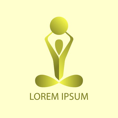 Colored yoga pose vector logo design template. Beauty, Spa, Relax, Massage, Meditation, Nirvana concept icon.のイラスト素材