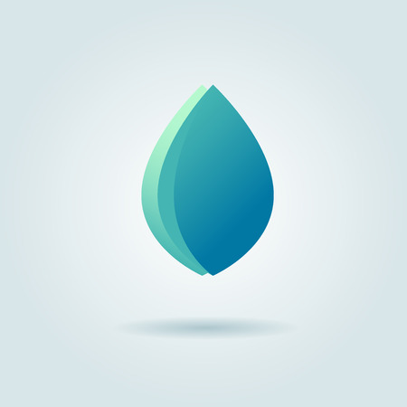 Vector design template. Abstract blue water drop, wave and leaf shape, . Business, technology, nature, ecology symbolのイラスト素材