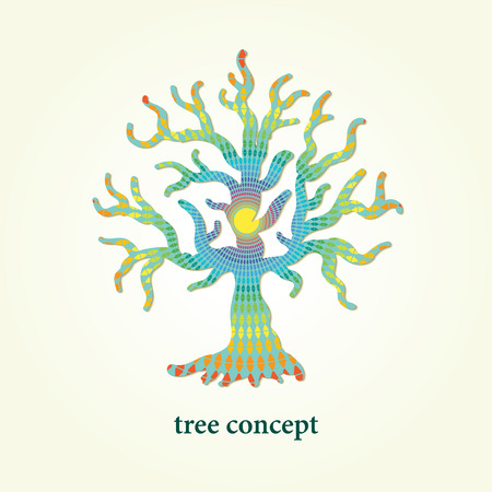 Stylized vector tree illustration with pattern inside. Design element for eco and health  and background, broshure, poster and flyer.のイラスト素材