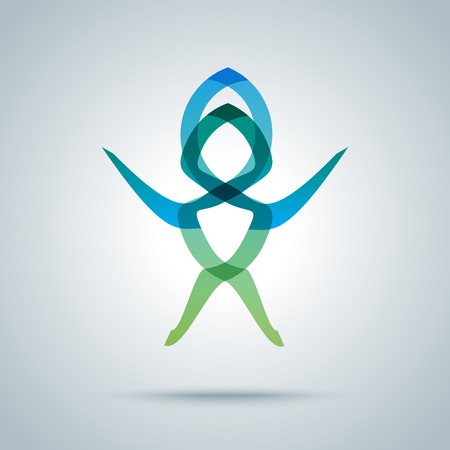 abstract stylized silhouette of person. Icon, person sign isolated on white background.のイラスト素材