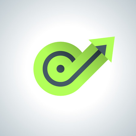 Growing arrow green spiral 3d chart on white backgorund.のイラスト素材