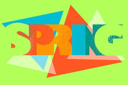 Spring geometric hipster letters vector. Spring word colorful background for poster, banner and advertising.のイラスト素材