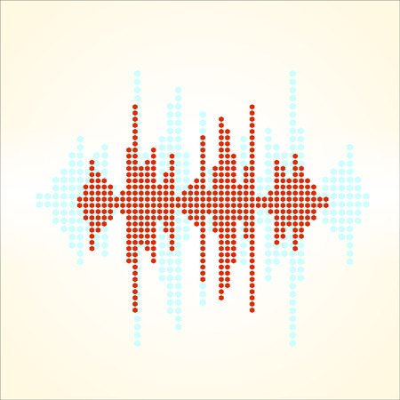 Vector retro sound wave. Halftone square vector elements. Music polygons waveform background. You can use in club, radio, pub, party, concerts, recitals or the audio technology advertising background.のイラスト素材