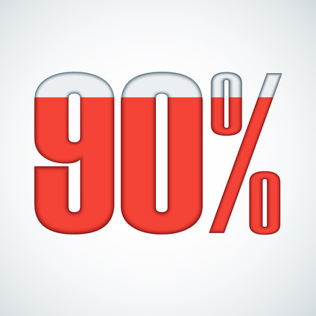 90 percent illustration. Material number 90 isolated on white background.のイラスト素材