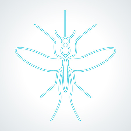 Silhouette of mosquito aedes. Mosquito sign and icon in thin line style. Zika virus and malaria Outbreak and Travel Alert infographics.のイラスト素材