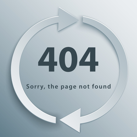 404 page not found template with two reboot round arrows in 3d, paper and origami style.のイラスト素材