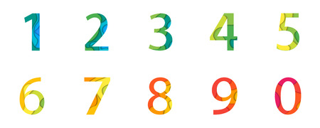Vector abstract numbers Set. Material 3d layered
