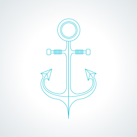 Simple nautical anchor isolated on white background. Modern thin line armature icon illustration.のイラスト素材