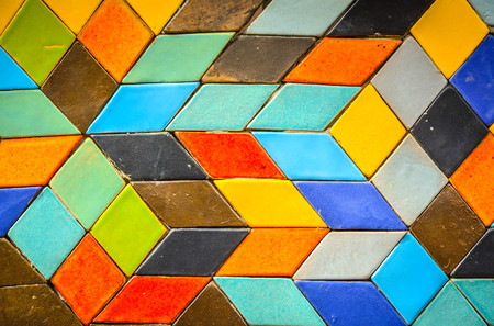 Colorful ceramic cubic wall tile patternの写真素材