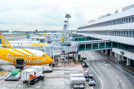 Airline cargo shipping, terminal building and airport runway operation, Changi International...