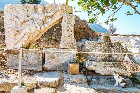 the Goddess of Victory. The ruined of the ancient city of Ephesus, Selcuk, Turkeyの写真素材