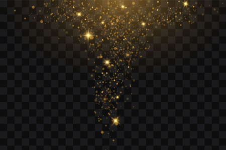 light effects. Vector sparkles on a transparent background. Christmas light effect. Sparkling magical dust particles.The dust sparks and golden stars shine with special light.のイラスト素材