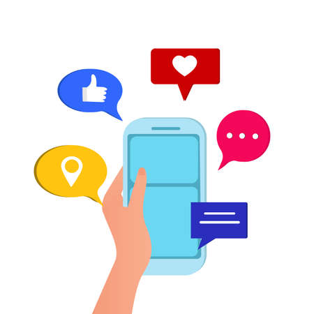 Social media icons and mobile phone vector backgroundのイラスト素材