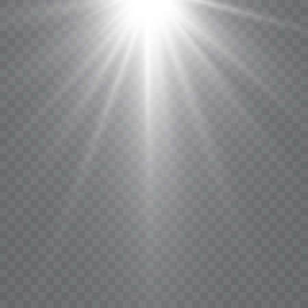 Vector transparent sunlight special lens flash light effect.front sun lens flash. Vector blur in the light of radiance. Element of decor.のイラスト素材