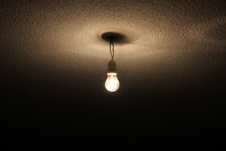 A cable hanging bulbの写真素材