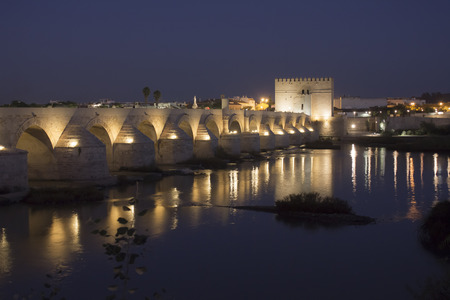 Roman bridge in Cordoba at night - Spainの写真素材
