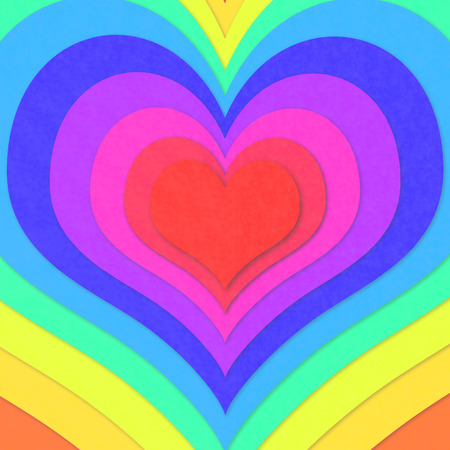Colorful concentric hearts illustrationの写真素材