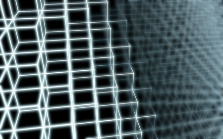 3D illustration - Abstract shape of cubes edges light