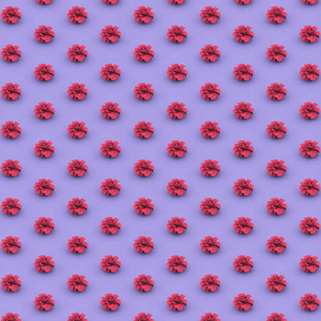 3D illustration - Rose flowers pattern on purple background.