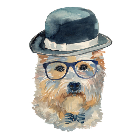 The West Highland White Terrier - hand painted, isolated on white background watercolor dog portraitの写真素材