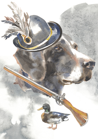 The Kurzhaar, hunter dogs card designs, editable logo, you can enter your logo or textの写真素材