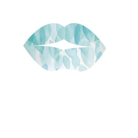 illustration beatiful blue lips splash isolated watercolorの写真素材