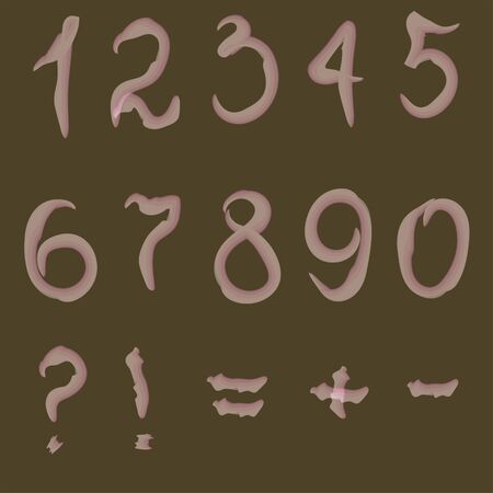 lovely pink numbers question mark plus minus equal on broun backgroundのイラスト素材