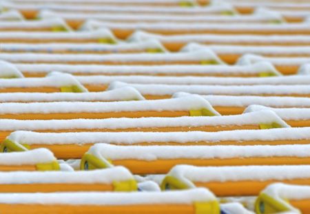 Trading carriages at a hypermarketの写真素材