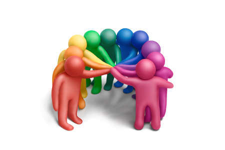 Multicolored plasticine human figures concluding a treaty
の写真素材
