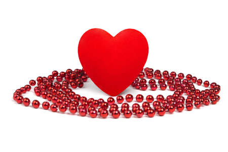 Heart&beads on white backgroundの写真素材