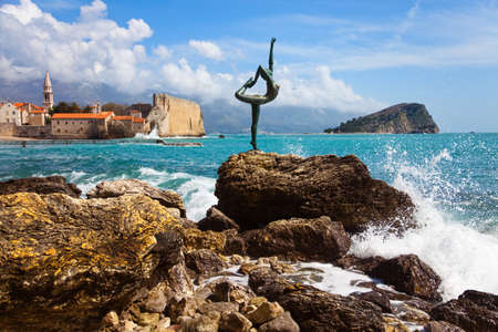 Fragment of coast near to Budva town Montenegro のeditorial素材