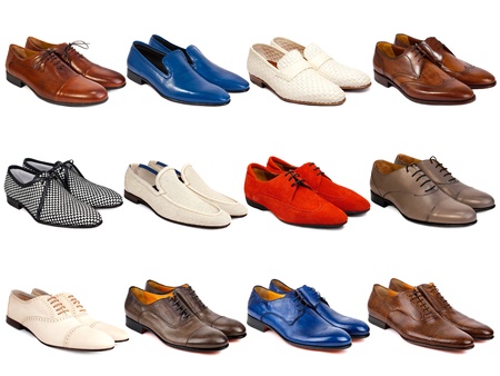 Male footwear collection on a white backgroundの写真素材
