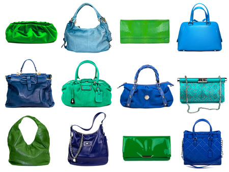 Female bags collection on white backgroundの写真素材
