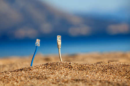 Internet cables on a beach