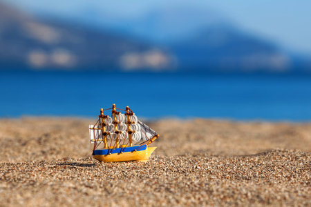 Souvenir sailing vessel on a beachの写真素材