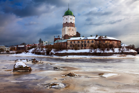 Vyborg fortress in winter.Russia.の写真素材