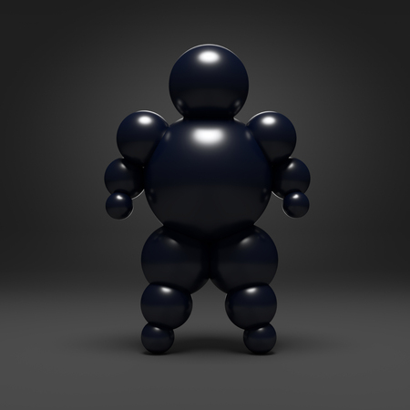 3D abstract  Ballman character  on a black backgroundの写真素材
