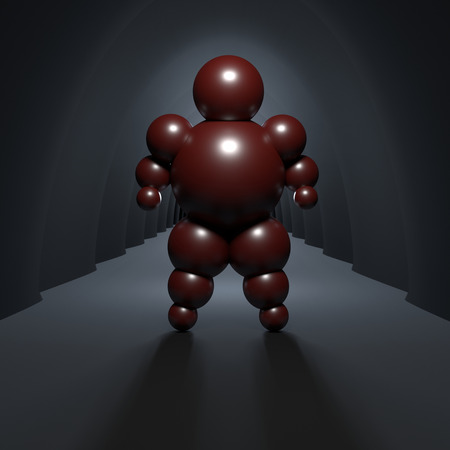 3D abstract  Ballman character  on a dark background