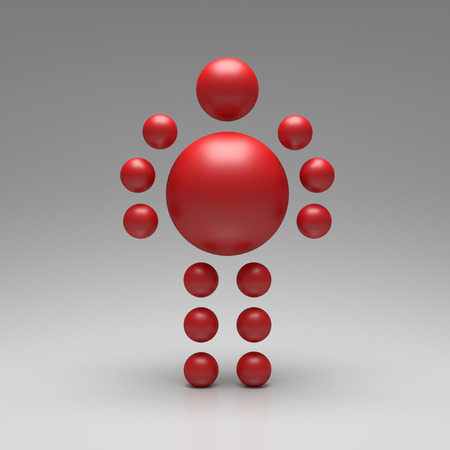 3D abstract  Ballman character  on a grey backgroundの写真素材