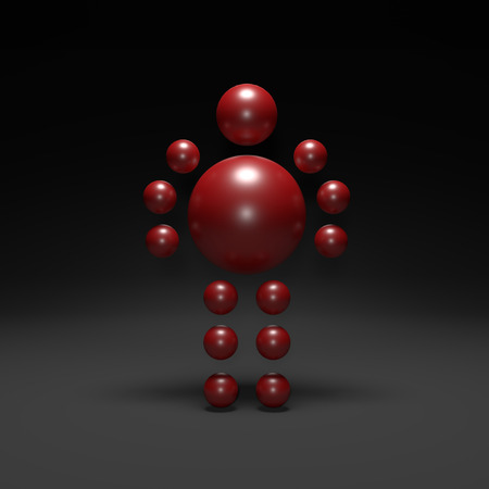 3D abstract  Ballman character  on a dark backgroundの写真素材